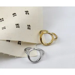 NEW Women's Solid Circle Ring Adjustable Gold‎ Plated S925 thumbnail 2