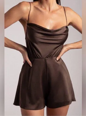 Meshki Kelsey Cowl neck Playsuit SZ L thumbnail 1