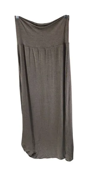 Max Studio Brown High Waist Foldover Maxi Skirt M Knit Long Flowy Knot Hem thumbnail 1