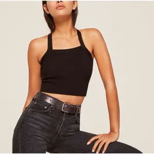 ✨Reformation Lyra Black Ribbed Cropped Sz Medium Top✨ thumbnail 3