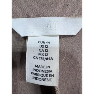 H&M Taupe Straight‎ Leg Dress Pants Women's US 12 High Rise Slit Hem thumbnail 6