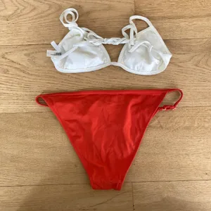 Solid & Striped - Triangle Bikini in White & Orange thumbnail 5