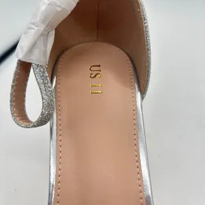 Allegra K Sandals Womens 11 Silver Glitter‎ Strap Stiletto Heels Open Toe NEW thumbnail 9