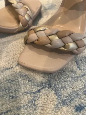 a new day Braided Double-Strap Block Heels - Cream with Gold Accent thumbnail 4