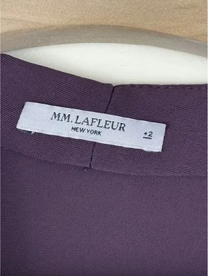 M.M.LaFleur Deneuve Top +2 Aubergine Purple Faux Wrap Italian Crepe Blouse thumbnail 3