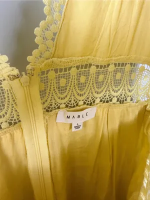 Mable boho yellow sleeveless maxi tiered dress size large thumbnail 4