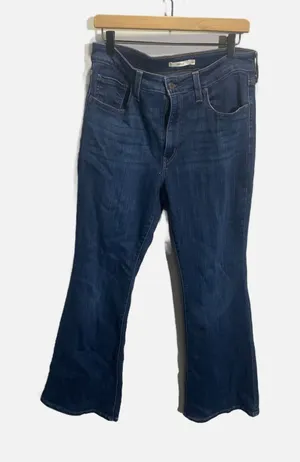Levi's 726 Flare Jeans‎ Womens 32 Blue High Rise Dark Wash Denim Casual Boho thumbnail 1