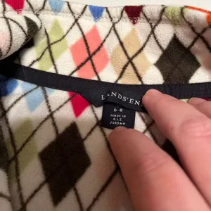 Lands' End Womens Multicolor Argyle Fleece‎ Quarter Zip Pullover Size Small thumbnail 4