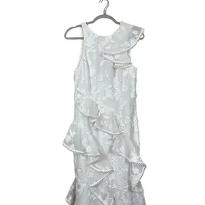 KEEPSAKE The Label White Floral Embroidered Ruffle Midi Dress Bridal Romantic thumbnail 3