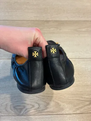 Tory Burch Women’s Square Toe Bow Leather Ballet Flat Black Size 9 thumbnail 6