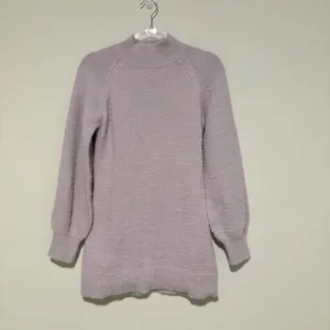 Miami Francesca’s Rosemary Mock Neck Fuzzy Sweater Mini Dress Soft Lilac‎ medium thumbnail 3