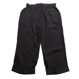 Halara High Waist Wide Leg Pants NWT Cropped Cuff Hem Black Women L Pockets Work thumbnail 2