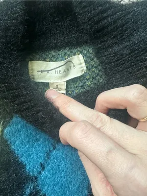 La Hearts Black Blue Yellow Argyle Fuzzy Knit Sweater Vest thumbnail 3
