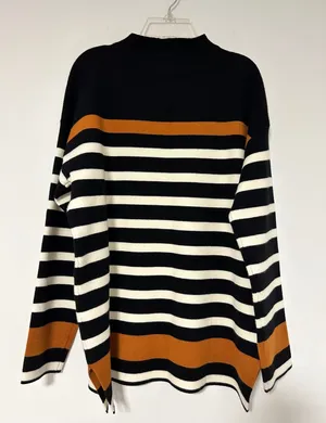 Jones New York Jones & Co Striped‎ Sweater Black White Orange Size M Relaxed Fit thumbnail 1
