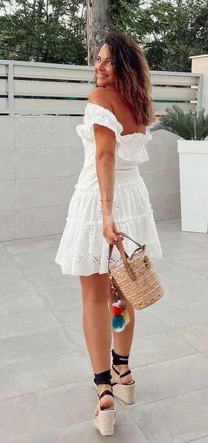 ZARA dress mini crochet boho openwork embroidered white vacation summer thumbnail 6