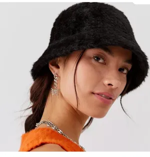 Urban Outfitters black faux fur bucket hat thumbnail 4