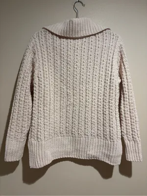 Aerie Cable Car Chenille 1/4 Quarter Zip Sweater Oversized Cream Size Small thumbnail 10