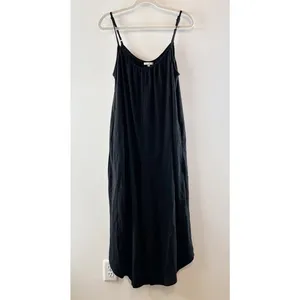Z Supply Textured Flared Wide Leg Cropped Waistless Jumpsuit Black Medium thumbnail 7