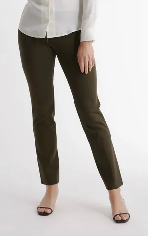 Quince Ultra-Stretch Ponte Straight Leg Pants Olive Green Size Large thumbnail 1