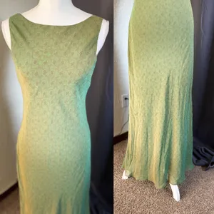 Vintage Tessuto Floral Fairycore Maxi Dress Women Medium Iridescent Green thumbnail 8
