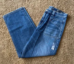 Women’s American Eagle Baggy Straight Jeans Size 14 Long thumbnail 1