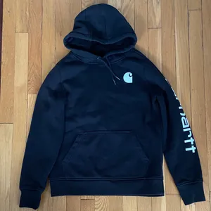 Carhartt Relaxed Fit Black Hoodie with White Logo thumbnail 1
