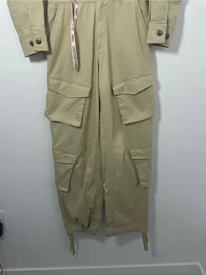 Oh Polly Blake Sage Twill Cargo Utility Jumpsuit Long Sleeve Sz 6 Wide Leg NEW thumbnail 5