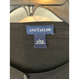 Ann Taylor Black Cardigan Sweater‎ Button Front Long Sleeve Women's Size L thumbnail 2