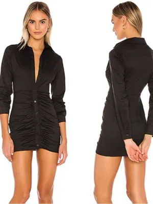 REVOLVE x Superdown Colette Ruched Button Up Long Sleeve Mini Dress thumbnail 3
