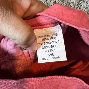 EDWIN Women‎ Coral Red High Rise Raw Hem Straight Leg Jeans Size 26 thumbnail 3