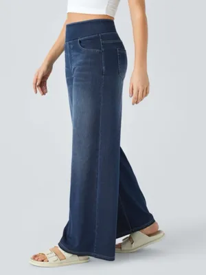 HALARA Flex High Waisted Multiple Pockets Baggy Wide Leg Jeans Size M Tall thumbnail 5