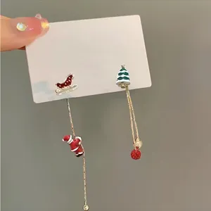 Santa Claus Threader Earrings Cute Retro Asymmetrical Climbing Santa Claus‎ thumbnail 6
