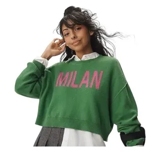Anthropologie Cashmere Alani Cropped Crew Neck Sweater Pilcro Green Milan L thumbnail 1