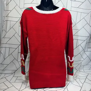 Celebrate Together Ugly Christmas Sweater‎ M Red Gingerbread Candy Cane Glitter thumbnail 2