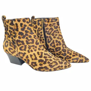 Franco Sarto Leopard Calf Hair Ankle Boots Womens 7 Tan Pointed‎ Toe Block Heel thumbnail 8