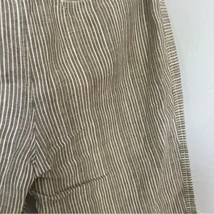Anthropologie Grey/Beige and White Striped Linen Chinos High-Rise Comfort‎ sz S thumbnail 6
