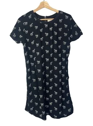 Abercrombie & Fitch A&F Black‎ White Zebra Short Sleeve Shift Dress M thumbnail 1