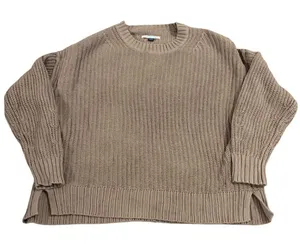 American Eagle Sweater XS Brown Shaker Stitch Cotton Oversized Grandmacore‎ thumbnail 1