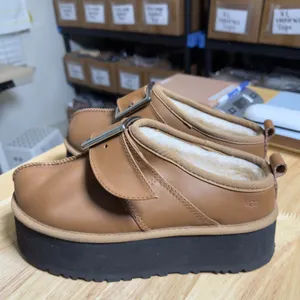 UGG Opening Ceremony Platform Clog Mule Shoes‎ Brown Shearling Lined Buckle 9 thumbnail 2