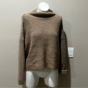 Anthropologie tan knit pullover sweater thumbnail 2