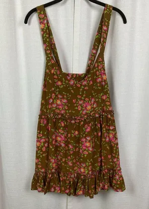 Matilda Jane Brown&Pink Floral On A Whim Ruffle Hem Tank Top Sz.XL NWT thumbnail 5