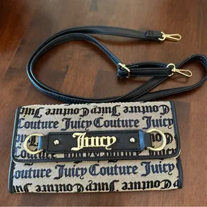 Juicy Couture Gothic Juicy Jacquard Wallet on a String Crossbody Purse EUC thumbnail 2