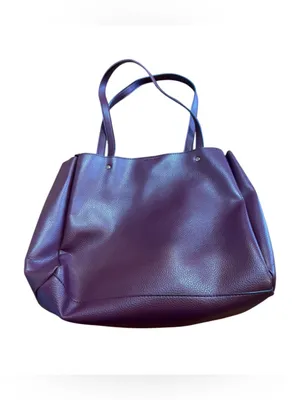 Nanette Lepore Burgundy Oxblood Oversized Tote Fall Work Bag Faux Leather Pebble thumbnail 2