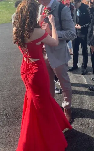 Sherri Hill Red Gown Prom Dress thumbnail 1