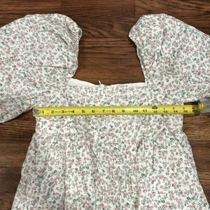 Storia Floral Print Babydoll Blouse Puff Sleeves Square Neckline Size Medium thumbnail 8