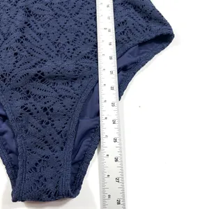 Aerie Navy Blue Medium Crochet Lace Cut Out One Piece Swimsuit Monokini EUC Swim thumbnail 9