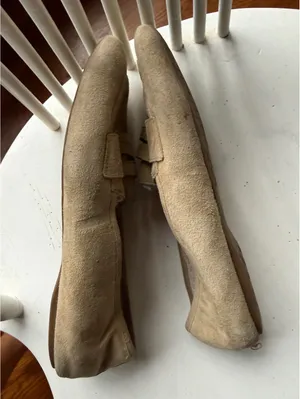 Birdies Beige Suede Loafers with Faux Fur Lining, Size 8.5 thumbnail 3