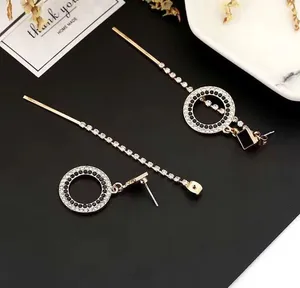 Elegant CZ Long Tassel Dangle Drop Earrings for Women thumbnail 3