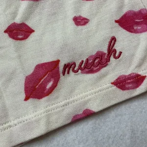 Honeydew Intimates Sugar Sweetheart Pajama Set Beso Lips Gray Pink Medium‎ thumbnail 7
