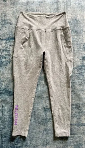 Beyond Yoga X Peloton Light Heathered Gray Purple Cropped High Rise Leggings M thumbnail 1